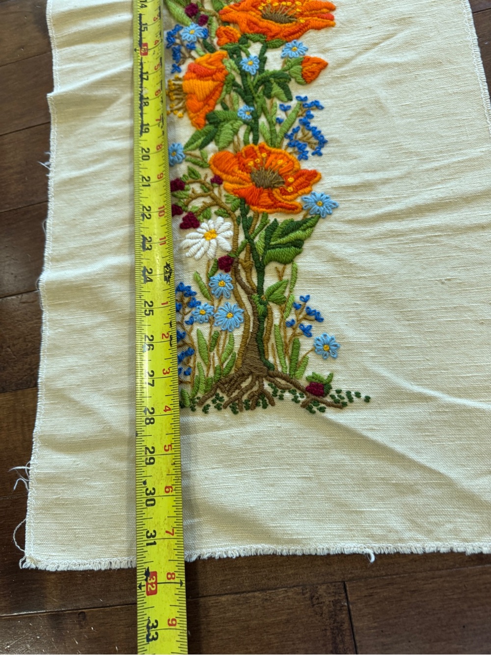Crewel Floral Bloom Embroidery Handmade - Picture 2 of 7